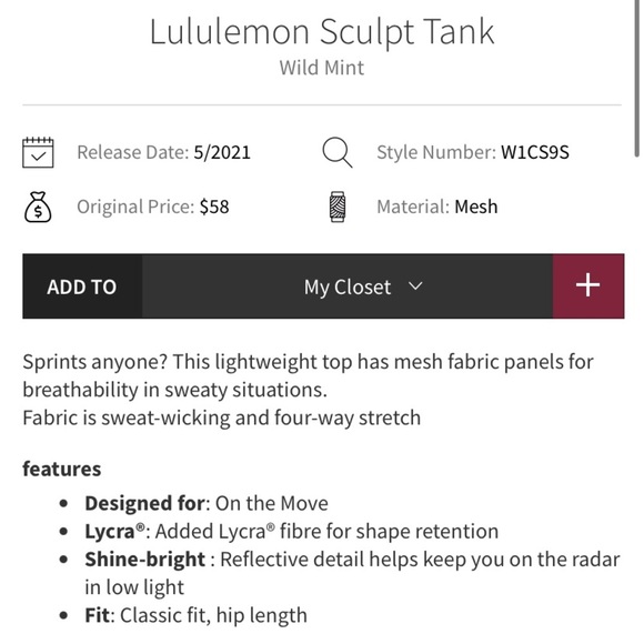 Lululemon Sculpt Tank Size 10 in Wild Mint Green - Picture 3 of 5